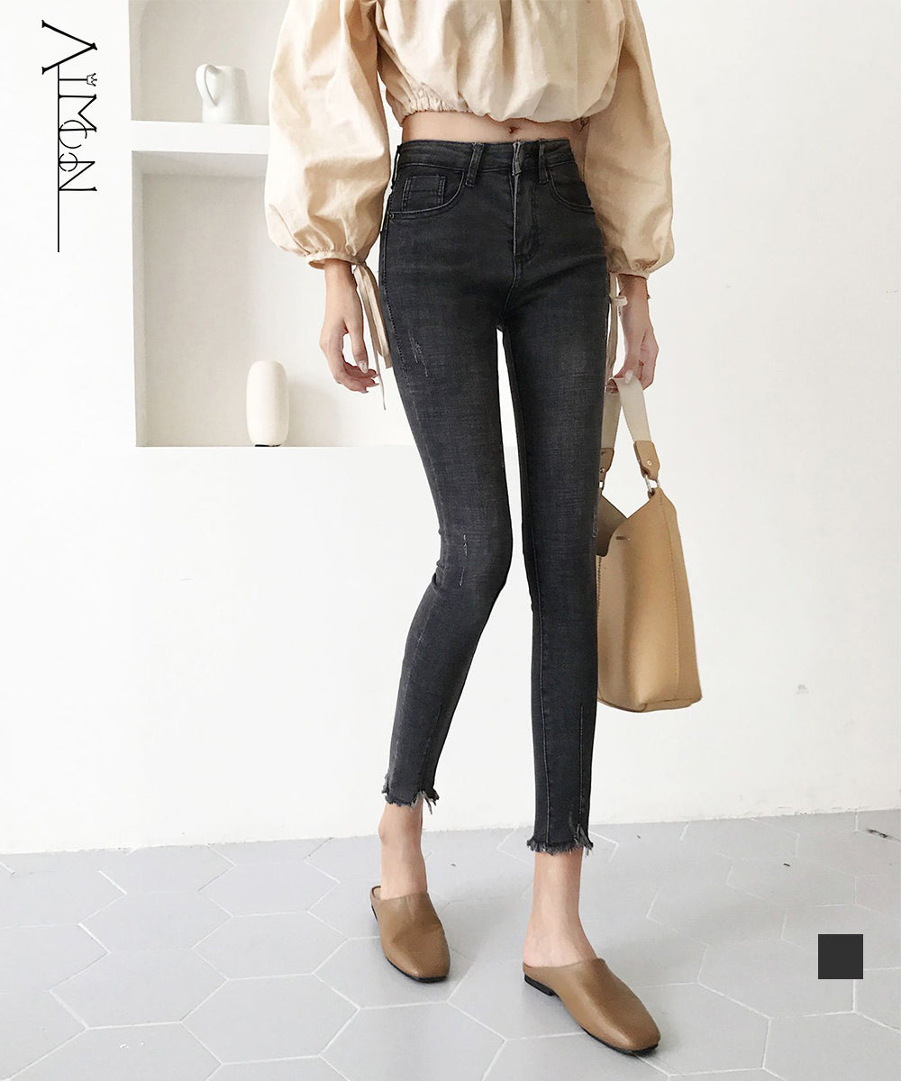 ❤️⭐️A320⭐️ AMERICAN ♥ ダメージ リメイク風 あて布スキニーデニム セール】2WAY VINTAGE LIKE DAMAGE DOUBLE KNEE DENIM PANTS