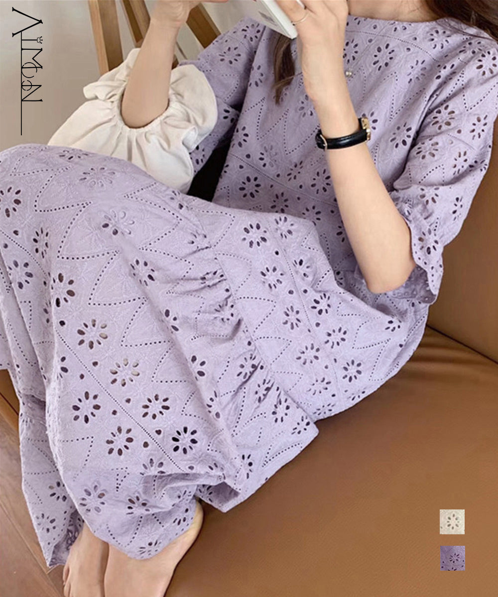 刺しゅうレース ロングワンピース – Aimoon