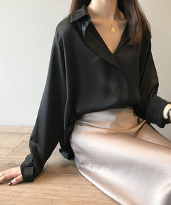 スキッパー シャツ 長袖 レディース