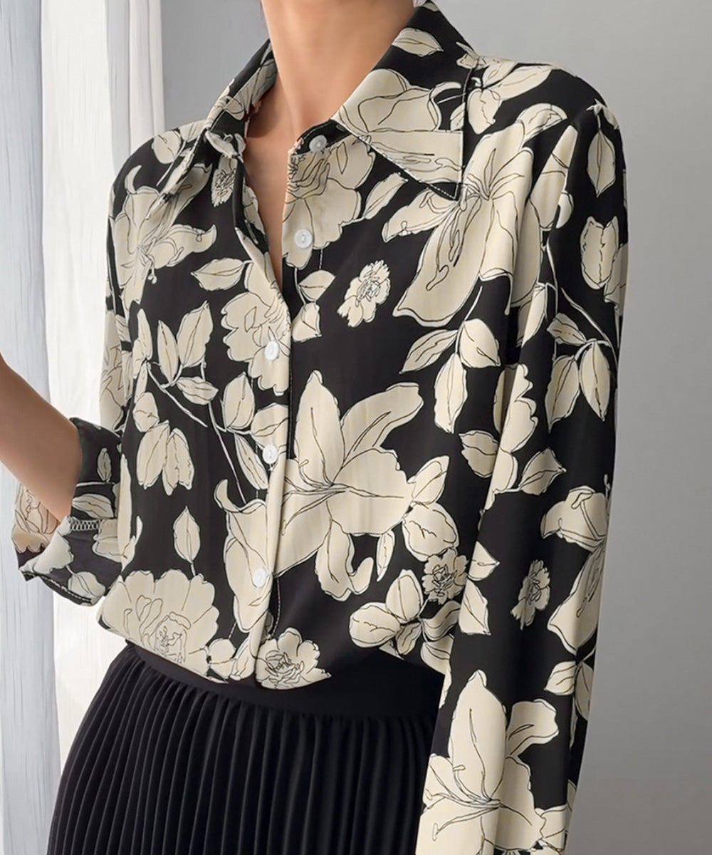 花柄シャツブラウス レディース レトロ風 – Aimoon