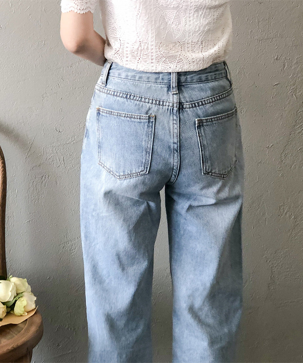 サイドスリット デニムパンツ レディース – Aimoon
